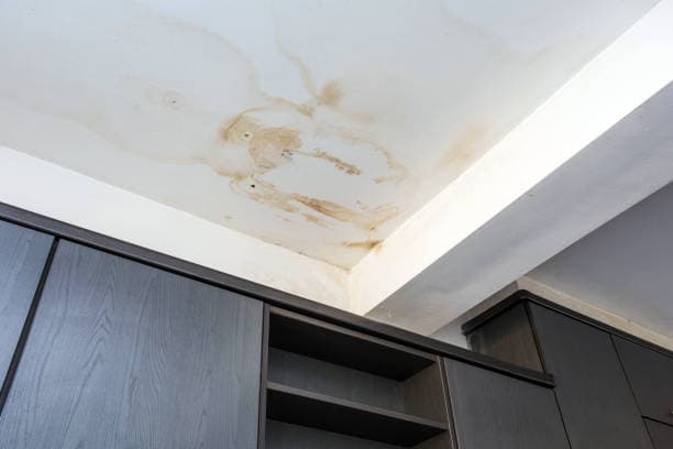 Water staining and ceiling damage caused by a leaking roof in a Melbourne home
